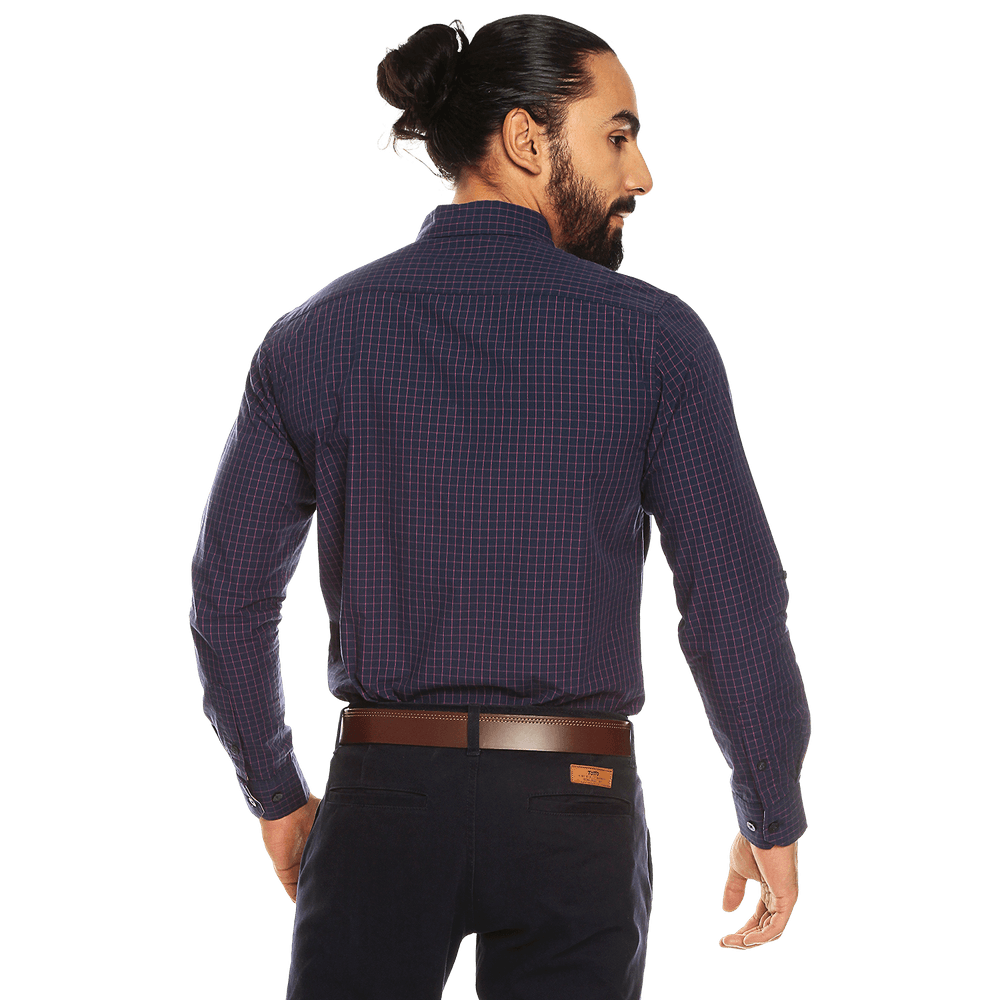 camisa de cuadros pequeños hombre